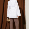 Shirt with Pleated Detail and Gold Buckle White wholesale shirt view 3 - Hicabistan Turkey factory