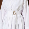 Shirt with Pleated Detail and Gold Buckle White wholesale shirt view 4 - Hicabistan Turkey factory