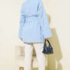 Shirt with Pleated Detail and Gold Buckle Blue all'ingrosso shirt view 3 - Hicabistan fabbrica Turchia