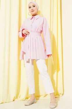 Alternatieve weergave van Shirt with Pleated Detail and Gold Buckle Pink