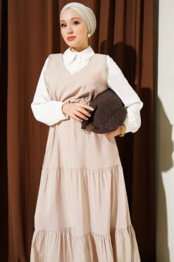 Alternative Ansicht von Shirt Detail Belted Tunic Dress Beige