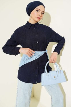 Embroidered Shirt Navy Blue