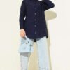 Embroidered Shirt Navy Blue all'ingrosso shirt view 2 - Hicabistan fabbrica Turchia
