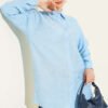 Embroidered Shirt Blue all'ingrosso shirt - Hicabistan fabbrica Turchia
