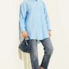 Embroidered Shirt Blue all'ingrosso shirt view 2 - Hicabistan fabbrica Turchia