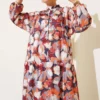 Mandarin Collar Ankle-Length Elastic Waist Floral Dress wholesale dress view 2 - Hicabistan Turkey factory