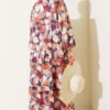 Mandarin Collar Ankle-Length Elastic Waist Floral Dress wholesale dress view 3 - Hicabistan Turkey factory