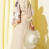 Collared Buttoned Dress Beige wholesale dress view 3 - Hicabistan Turkey factory