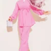 Blazer Collar Double Button Two-Piece Set Pink