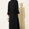 Jacket Collar Floral Pattern Chiffon Skirt Set Black wholesale clothing set view 3 - Hicabistan Turkey factory