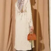 Long Shirt with Straw Cord Beige wholesale shirt view 3 - Hicabistan Turkey factory