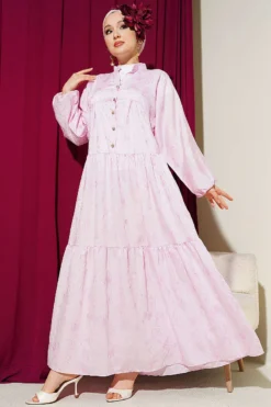 Alternative view of Floral Half Button Dress Pink