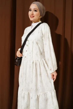 Alternative view of Floral Half Button Dress Stone