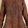 Flower Embossed Basic Shirt Brown Großhandel shirt view 4 - Hicabistan Türkei Fabrik