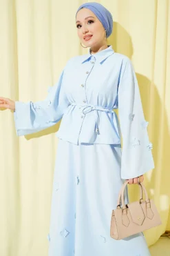 Alternative view of Floral Embellished Tie-String Skirt Set Blue