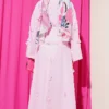 Floral Embellished Tie-String Skirt Set Pink wholesale clothing set view 3 - Hicabistan Turkey factory