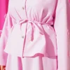 Floral Embellished Tie-String Skirt Set Pink wholesale clothing set view 4 - Hicabistan Turkey factory