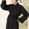 Floral Embellished Tie-String Skirt Set Black