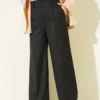 Wide Leg Pants with Thin Stripe Detail Anthracite