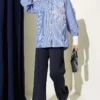 Striped Lace Detail Shirt all'ingrosso shirt view 2 - Hicabistan fabbrica Turchia