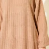 Loose Fit Striped Knit Dress Camel wholesale dress view 4 - Hicabistan Turkey factory