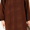 Loose Fit Striped Knit Dress Brown en gros dress view 4 - Hicabistan usine Turquie