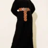 Loose Fit Striped Knit Dress Black