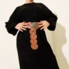 Loose Fit Striped Knit Dress Black en gros dress view 2 - Hicabistan usine Turquie