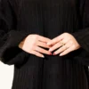 Loose Fit Striped Knit Dress Black en gros dress view 4 - Hicabistan usine Turquie
