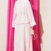 Pearl Button Waist Drawstring Skirt Set Pink بالجملة clothing set view 3 - Hicabistan مصنع تركيا