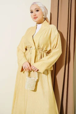Alternative view of Pearl Button Waist Drawstring Skirt Set Yellow