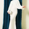 Pearl Cape Evening Dress Ecru