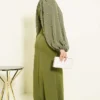 Pearl Cape Evening Dress Khaki al por mayor dress view 3 - Hicabistan fábrica Turquía
