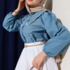 Pearl Sailor Collar Short Shirt all'ingrosso shirt view 5 - Hicabistan fabbrica Turchia