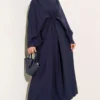 Loose Dress with String Detail Navy Blue