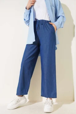 Alternative view of Drawstring Waist Elastic Pants Denim