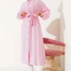 Lace-Up Front Button Long Tunic Fuchsia