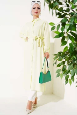 Lace-Up Front Button Long Tunic