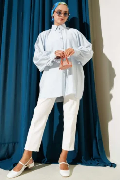 Alternative view of Oversized Shirt with String Ties Baby Blue