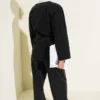 V-Neck Tie-Up Denim Two-Piece Set Anthracite بالجملة clothing set view 3 - Hicabistan مصنع تركيا