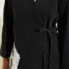 V-Neck Tie-Up Denim Two-Piece Set Anthracite بالجملة clothing set view 4 - Hicabistan مصنع تركيا