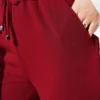 Belted Tapered Pants with String Detail Burgundy groothandel pants view 4 - Hicabistan Turkije fabriek