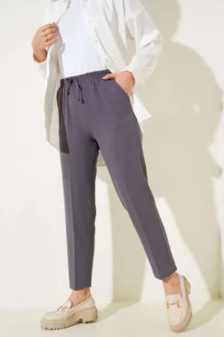 Alternative view of Belted Tapered Pants with String Detail