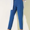 Belted Tapered Pants with String Detail Blue