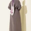 Button-Up Tencel Dress with Belt Grey all'ingrosso dress view 3 - Hicabistan fabbrica Turchia