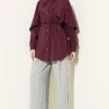 Shirt with Belted Sleeve Cape Burgundy Großhandel shirt view 2 - Hicabistan Türkei Fabrik