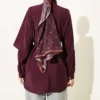 Shirt with Belted Sleeve Cape Burgundy Großhandel shirt view 3 - Hicabistan Türkei Fabrik