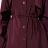 Shirt with Belted Sleeve Cape Burgundy Großhandel shirt view 4 - Hicabistan Türkei Fabrik