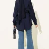 Shirt with Belted Sleeve Cape Navy Blue all'ingrosso shirt view 3 - Hicabistan fabbrica Turchia