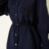 Shirt with Belted Sleeve Cape Navy Blue all'ingrosso shirt view 4 - Hicabistan fabbrica Turchia